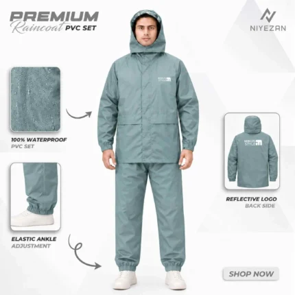 Full Velcro Raincoat - Ash